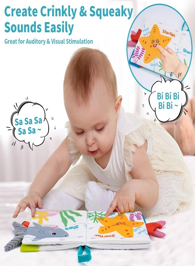 Love&Mini Baby Cloth Book Toys - Ocean Shark Crinkle Book with Teether, Touch & Feel Soft Books for Babies 6+ Months, Sensory Early Learning Toys, Baby Shower Gifts for Boys & Girls - Image 2